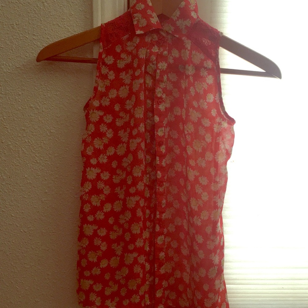 Sea-through cover up shirt.